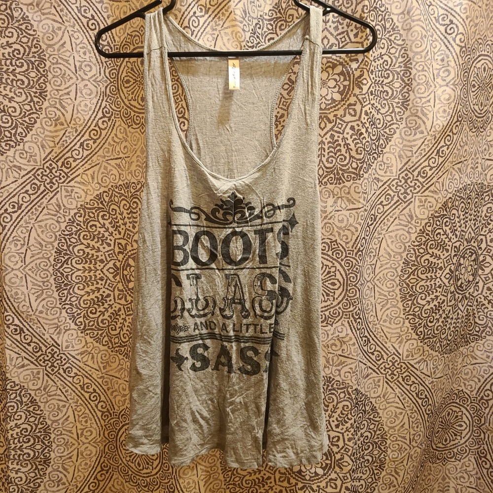 Etikett Tank Top Womens XL Gray‎ Excellent Boots Class & Sass Racerback AR001